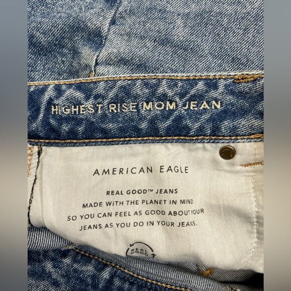 American Eagle women’s highest rise mom jeans sz 8S medium wash stretch blue - Picture 5 of 15